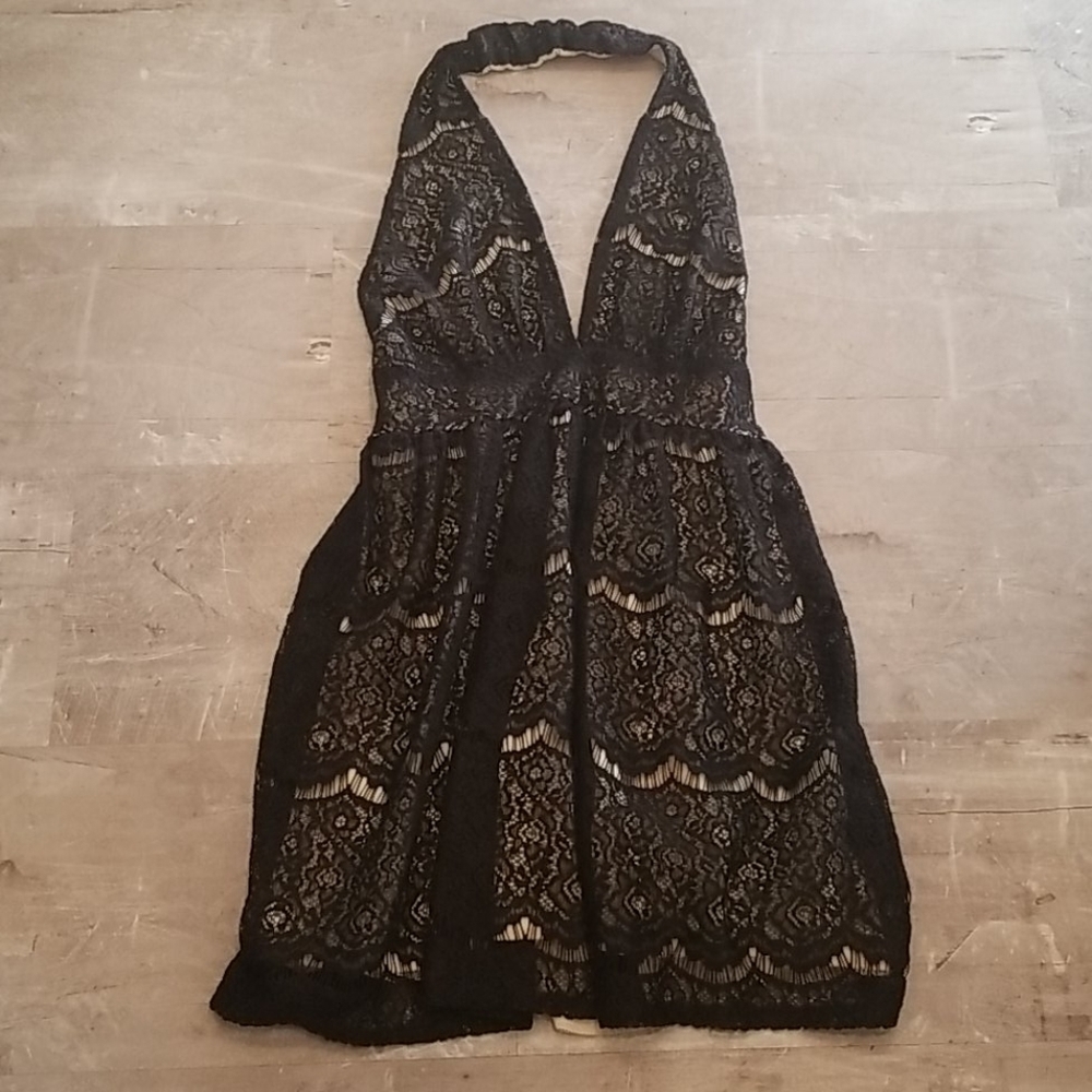 💕AUDREY 3+1💕 Black Lace Halter Dress - Boho Medium M